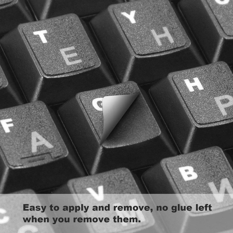 FFORITO 3-Pack Universal Russian Keyboard Stickers, Replacement Russian English Keyboard Stickers with Black Background and White Lettering, Each Unit: 0.43" Wx 0.51" H (Russian) - Image 4